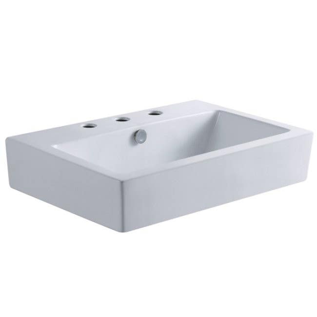 Kingston Brass EV4318W38 Clearwater White China Vessel Bathroom Sink w/ Overflow Holes & 3 Faucet Holes, 8"