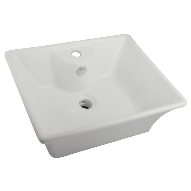 Kingston Brass EV4049 Forte White China Vessel Bathroom Sink w/ Overflow Hole & Faucet Hole