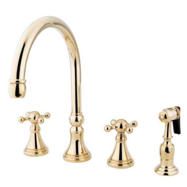 Kingston Brass KS279 Governor 8" Deck Mount Kitchen Faucet w/ KXBS cross handles