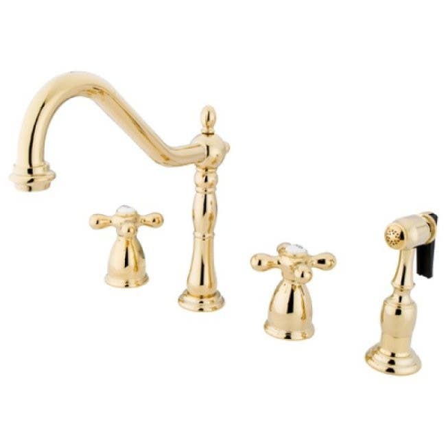 Kingston Brass KB179 Heritage 8" Center Kitchen Faucet w/ Brass Sprayer & AXBS lever handles