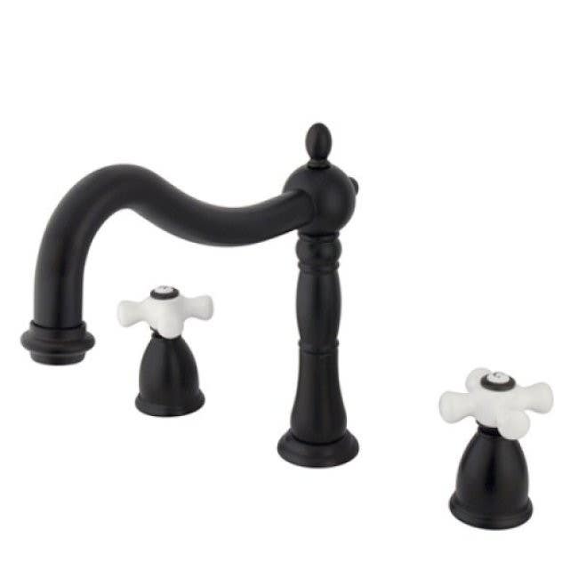 Kingston Brass KS134 Heritage Two Handle Roman Tub Filler w/ PX porcelain cross handles