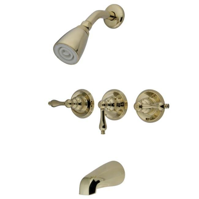 Kingston Brass KB23 Magellan Three Handle Tub & Shower Faucet w/ AL lever handles