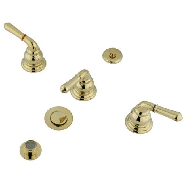 Kingston Brass KB32 Magellan Three Handle Bidet Faucet w/ Brass Pop-up