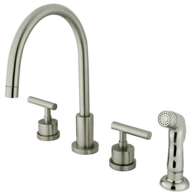 Kingston Brass KS872 Manhattan Double Handle Widespread Kitchen Faucet w/ Non-Metallic Sprayer