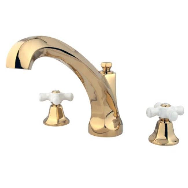 Kingston Brass KS432 Metropolitan Roman Tub Filler w/ Porcelain Cross Handles