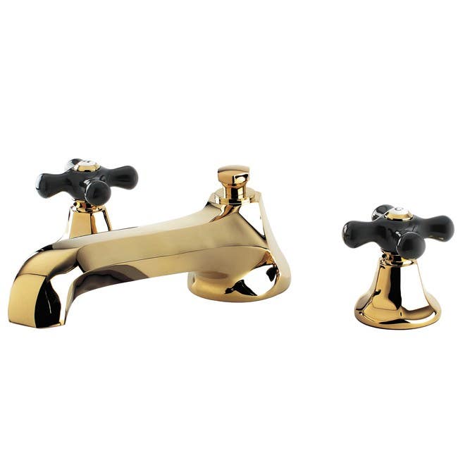 Kingston Brass KS430 Metropolitan Onyx Roman Tub Filler w/ Black Porcelain Cross Handle
