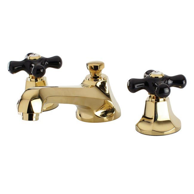 Kingston Brass KS446 Metropolitan Onyx Widespread Lavatory Faucet w/ Black Porelain Handles