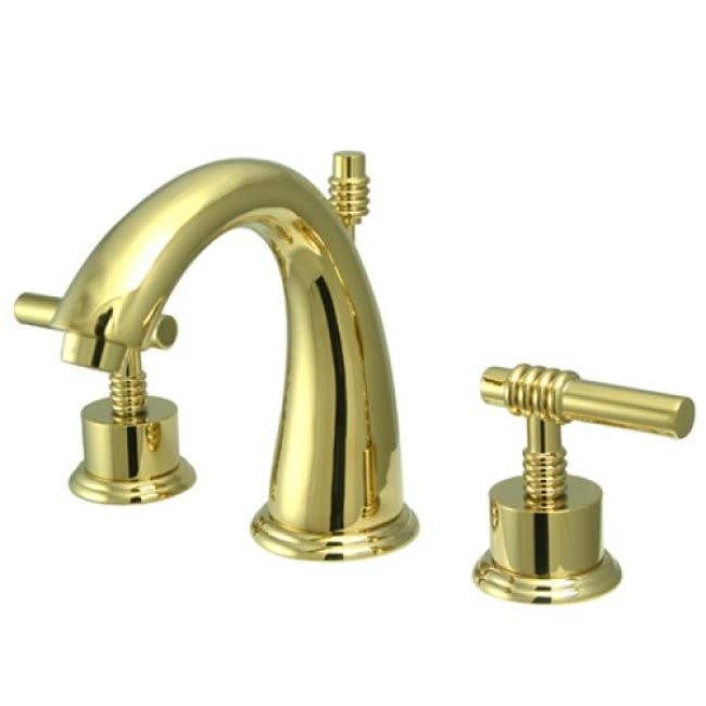 Kingston Brass KS296 Milano Two Handle 8" to 16" Widespread Lavatory Faucet w/ Brass Pop-up
