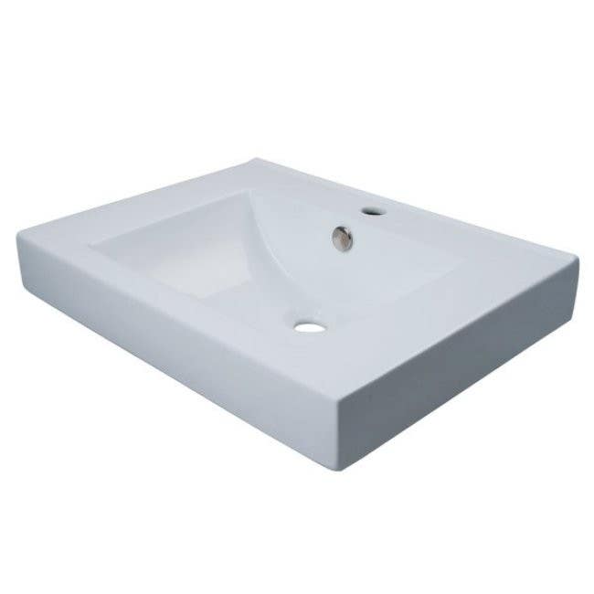Kingston Brass EV9620 Mission White China Vessel Bathroom Sink w/ Overflow Hole & Faucet Hole