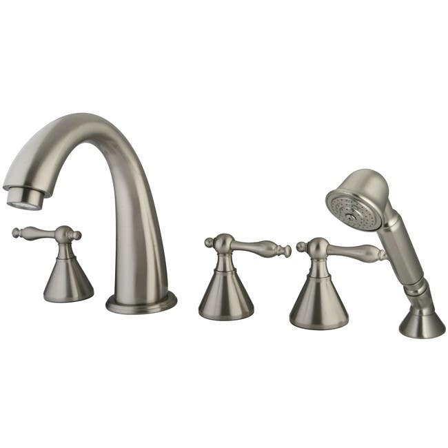 Kingston Brass KS23685NL Naples Three Handle Roman Tub Filler w/ Hand & Shower
