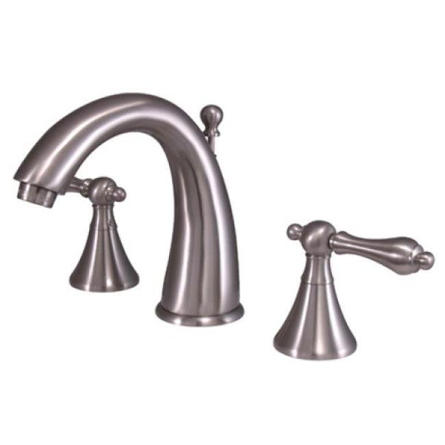 Kingston Brass KS2971PL Naples Two-Handle 3-Hole Deck Mount Widespread Bathroom Faucet with Brass Pop-Up Drain, Polished Chrome