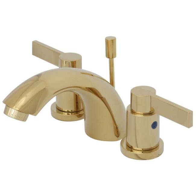 Kingston Brass KB895 NuvoFusion Double Handle 4" to 8" Mini Widespread Lavatory Faucet w/ Brass Pop-up