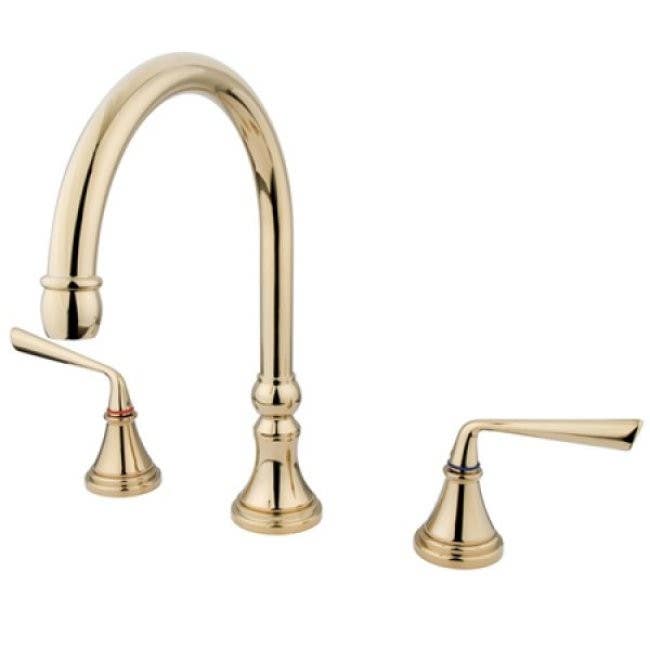 Kingston Brass KS234 Silver Sage Two Handle Roman Tub Filler & ZL lever handles