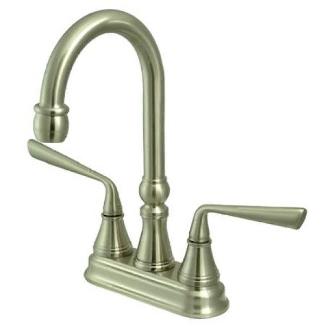 Kingston Brass KS249 Silver Sage Two Handle 4" Centerset Bar Faucet w/ ZL lever handles