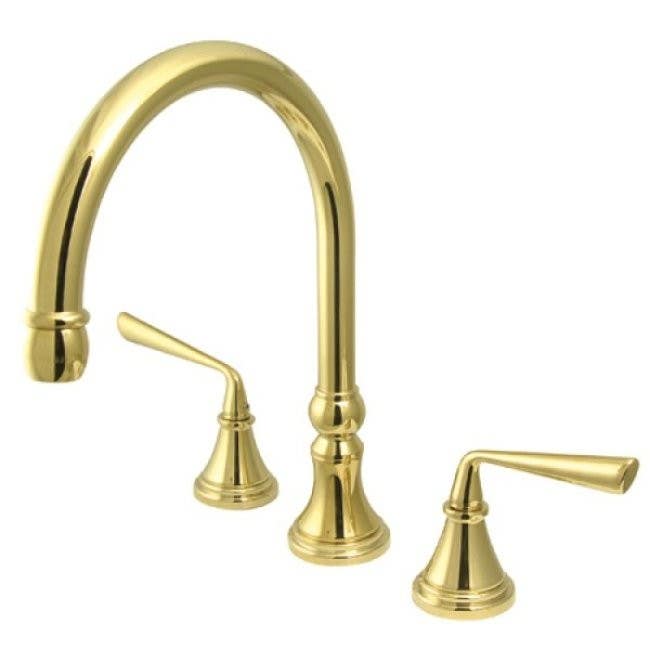 Kingston Brass KS279 Silver Sage 8" Deck Mount Kitchen Faucet w/ Brass Sprayer & ZLLS lever handles
