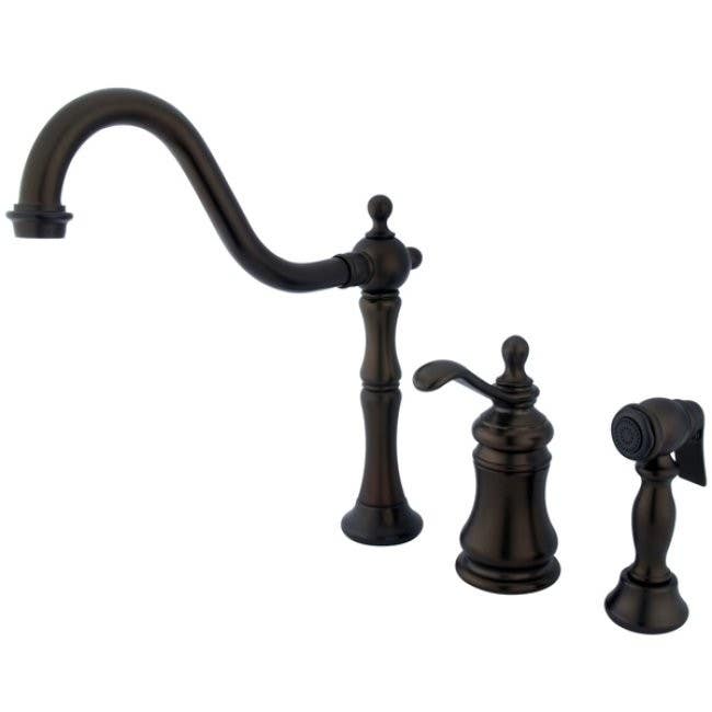 Kingston Brass KS780 Templeton Single Handle Widespread Kitchen Faucet w/ Brass Sprayer