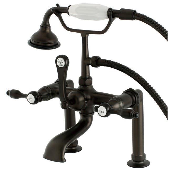 Kingston Brass AE103T Aqua Eden Tudor Deck Mount Clawfoot Tub Faucet w/ lever handles