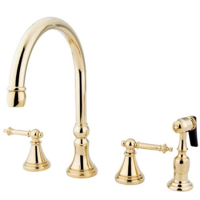Kingston Brass KS279 Tuscany 8" Deck Mount Kitchen Faucet w/ Brass Sprayer