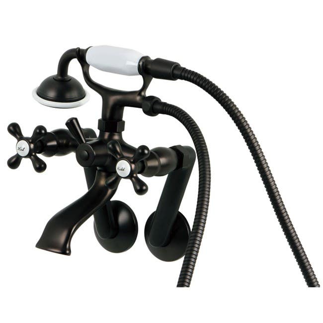 Kingston Brass KS269 Victorian 3-3/8"-8-1/2" Tub Mount Filler w/ Hand & Shower & 5-3/4" Adjustable Spread Elbows