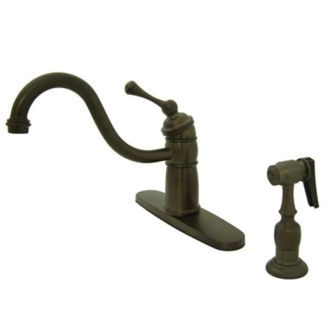 Kingston Brass KB157 Victorian Single Handle Kitchen Faucet w/ Brass Sprayer w/ BLBS lever handles