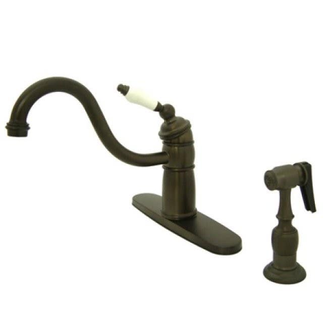 Kingston Brass KB157 Victorian Single Handle Kitchen Faucet w/ Brass Sprayer w/ PLBS lever handles