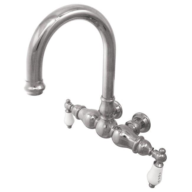 Kingston Brass CC3003T5 Vintage 3-3/8" Wall Mount Clawfoot Tub Filler w/ H&C Porcelain levers, Oxidized Satin Bronze