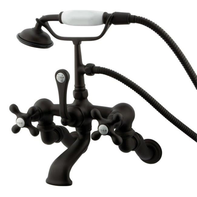 Kingston Brass CC46 Vintage Adjustable 3-3/8" - 10" Center Wall Mount Clawfoot Tub Filler w/ metal cross