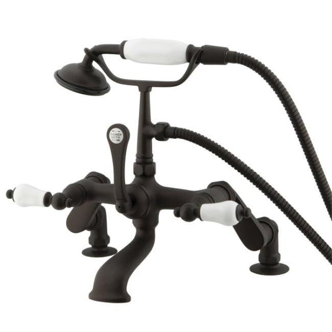 Kingston Brass CC65 Vintage Deck Mount Clawfoot Tub Filler w/ Porcelain lever