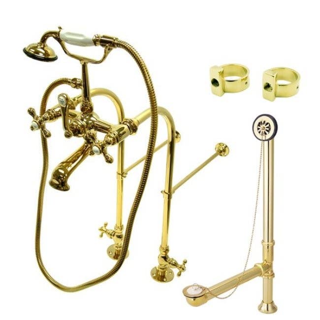Kingston Brass CCK517 Vintage Freestanding Clawfoot Tub Faucet Package w/ Metal Cross Handles