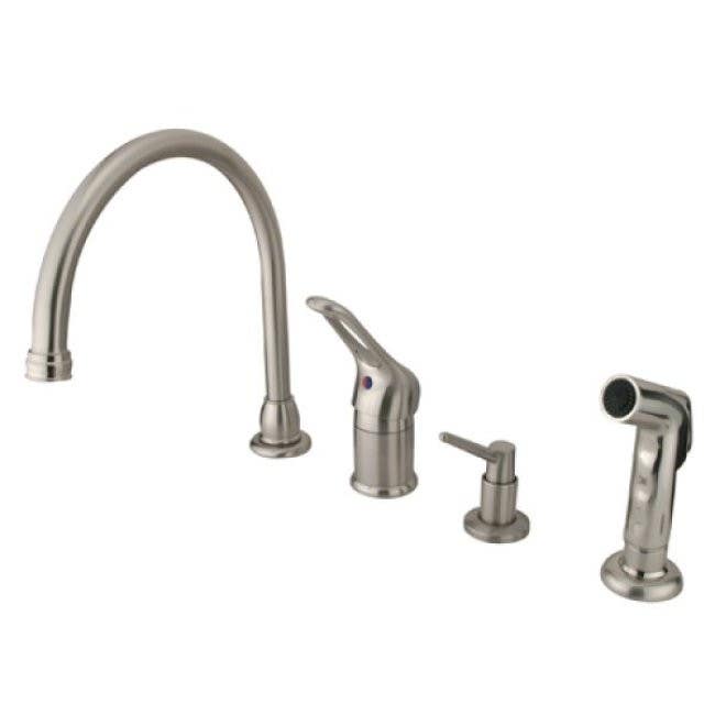 Kingston Brass KB81 Wyndham Single Loop Handle Kitchen Faucet w/ Soap Dispenser & Side Sprayer