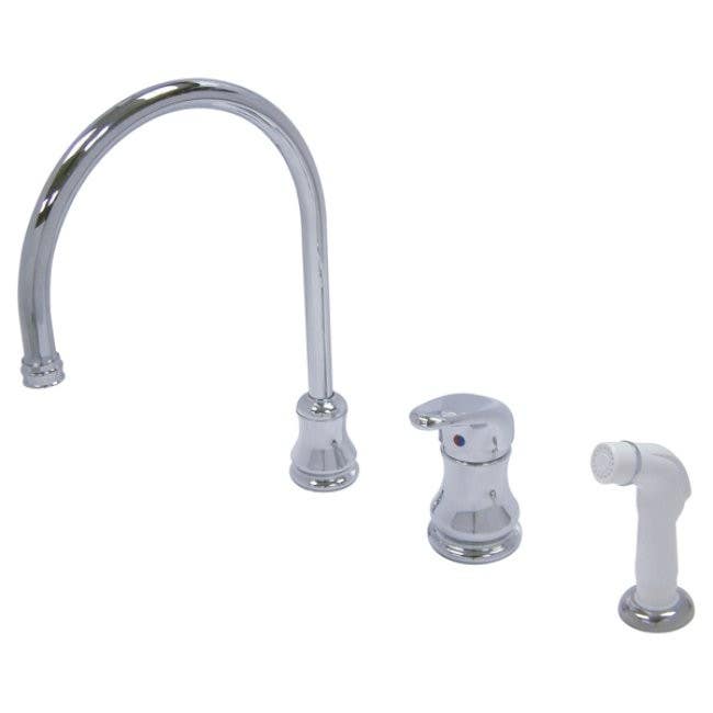 Kingston Brass KS811C Wyndham Single Loop Handle Widespread Kitchen Faucet, Bright Chrome With White Sprayer