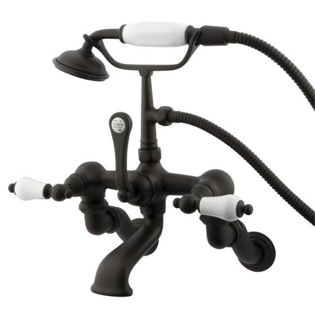 Kingston Brass CC459T Vintage Adjustable 3-3/8" - 10" Center Wall Mount Clawfoot Tub Filler with Hand Shower