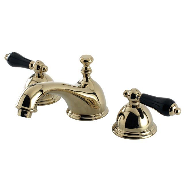 Kingston Brass KS396 Restoration Onyx Widespread Lavatory Faucet With Black Porcelain Lever Handle