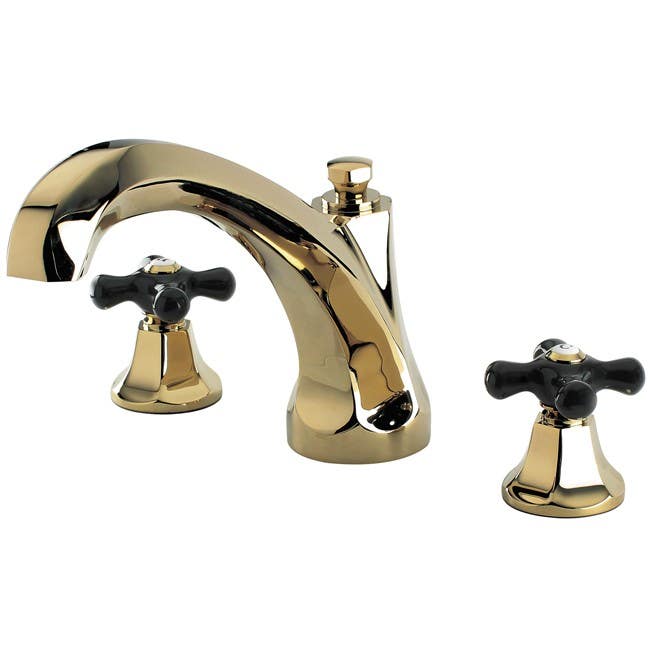 Kingston Brass KS432 Metropolitan Onyx Roman Tub Filler With Black Porcelain Cross Handle
