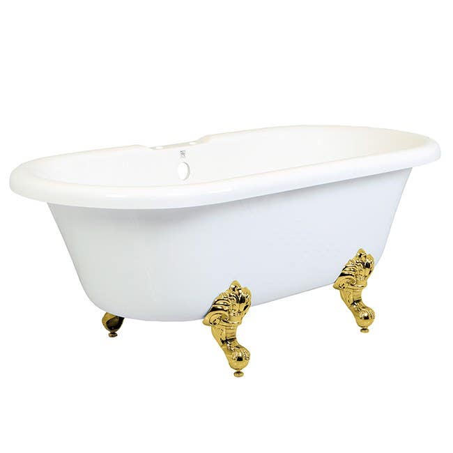 Kingston Brass VT7DS672924H Aqua Eden Dynasty 67" Acrylic Clawfoot Double Ended Tub with 7" Deck Drillings