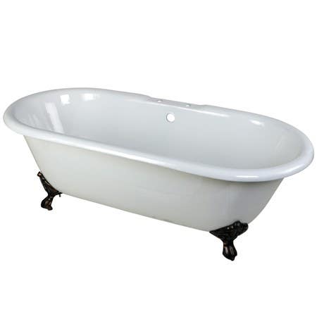 Kingston Brass VCT7D663013NB 66" Cast Iron Double Ended Clawfoot Bathtub w/ Feet & 7" Centers Faucet Drillings