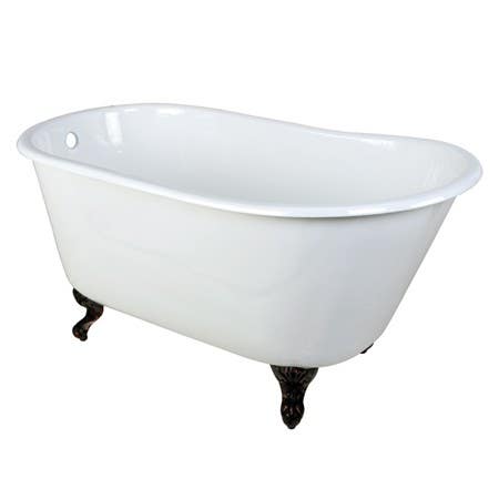 Kingston Brass VCTND5328NT 53" Cast Iron Slipper Clawfoot Bathtub w/ Feet w/out Faucet Drillings