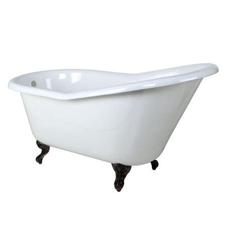 Kingston Brass VCTND6030NT 60" Cast Iron Slipper Clawfoot Bathtub w/ Feet w/out Faucet Drillings