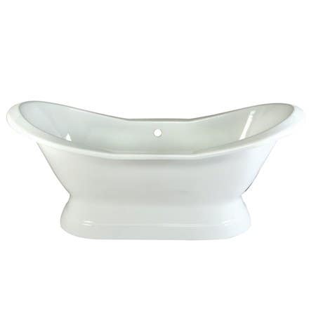 Kingston Brass VCTND723130 72" Cast Iron Double Slipper Pedestal Bathtub w/out Faucet Drillings