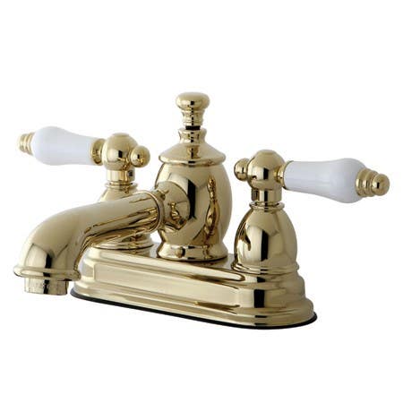 Kingston Brass KS700 4" Centerset Lavatory Faucet w/ Heritage Spout & PL Porcelain Lever Handle