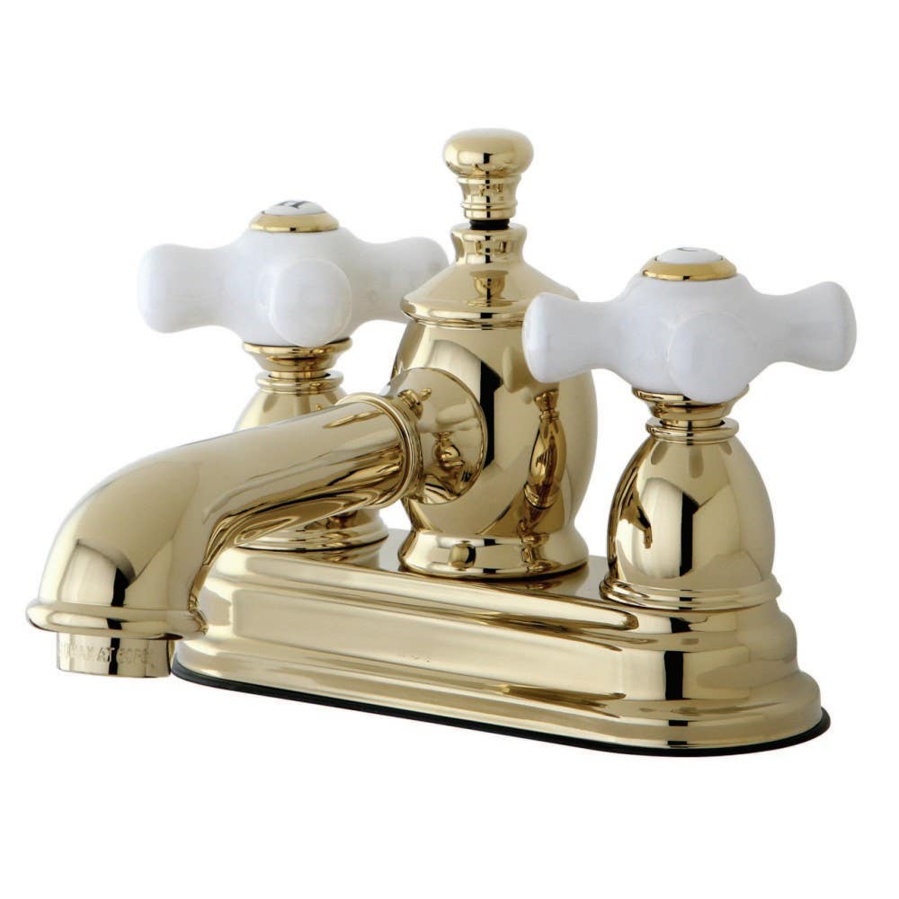 Kingston Brass KS700 4" Centerset Lavatory Faucet with Heritage Spout and Porcelain Cross Handle