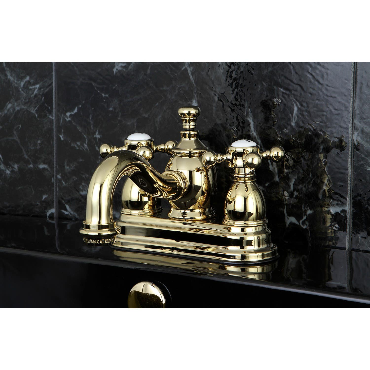Kingston Brass KS710 4" Centerset Lavatory Faucet with Heritage Spout and BX Metal Cross Handle