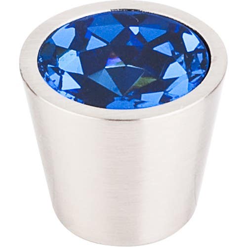 Top Knobs TK13 Blue Crystal Center Knob, Brushed Satin Nickel Shell
