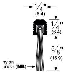 Pemko 5061 Brush Gasket w/ Mortise Aluminum Retainer & 5/8" Nylon Brush, Mill Finish Aluminum