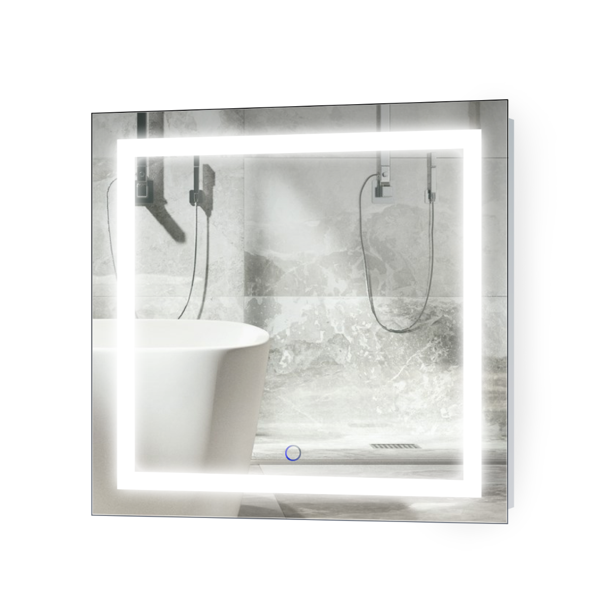 Krugg ICON2424 24″ x 24″ LED Bathroom Mirror w/ Dimmer & Defogger | Square Lighted Vanity Mirror