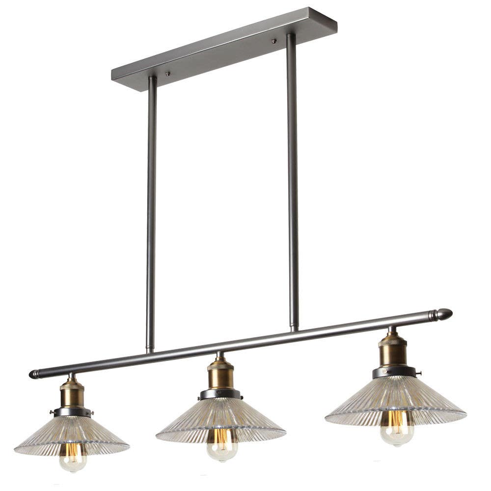 Dainolite 405 3LT Horizontal Pendant, Vintage Steel