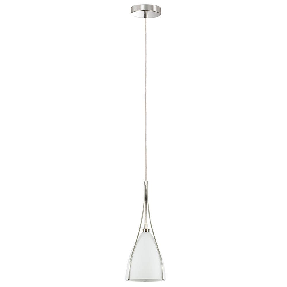Dainolite 157 1LT Pendant w/ White Glass, Satin Chrome Finish