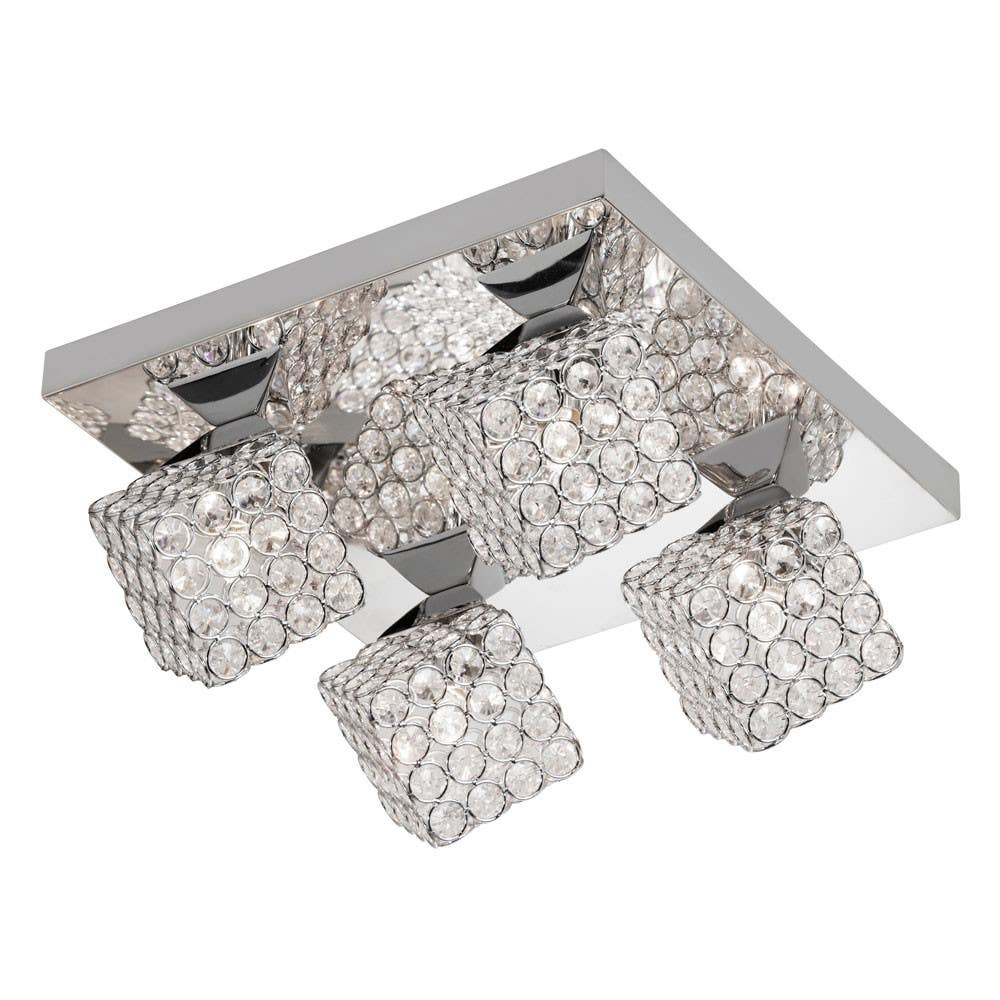 Dainolite ASR 4LT Square Flush-Mount Fixture, Polished Chrome Finish