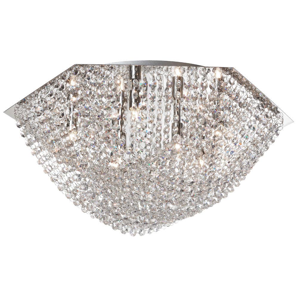 Dainolite CHA Crystal Flush-Mount Fixture, Polished Chrome Finish