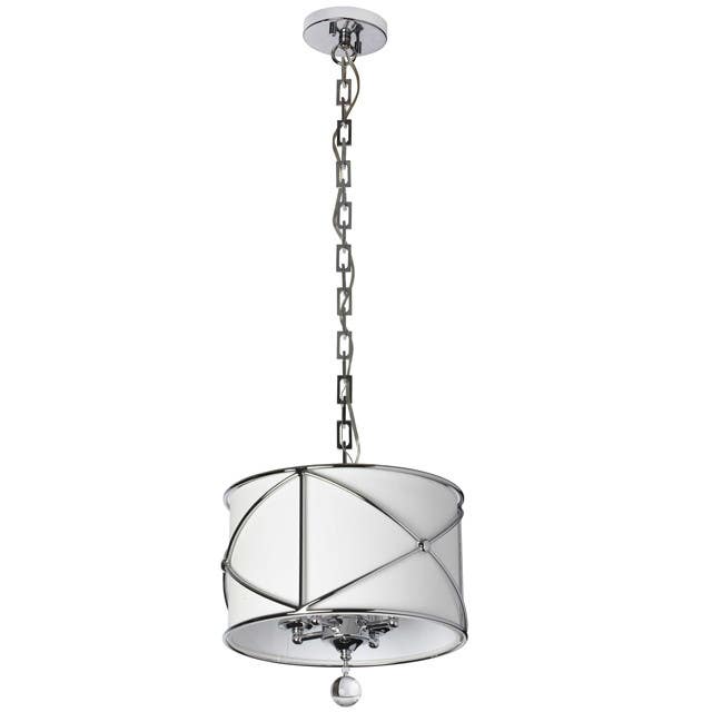 Dainolite CLC 4LT Dual-Mount Chandelier w / Cream Linen Shade, Polished Nickel Finish